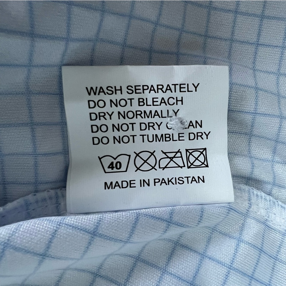 Collars & Co. Dress Collar Polo NWT Size Medium White Blue Check Short Sleeve - Picture 9 of 11